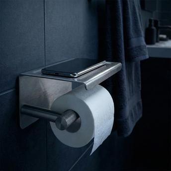 Toilet paper holder with shelf 6613 Modern Nickel Brush