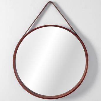 Lustro na pasku okrągłe drewniane   50 cm NBKL-19028