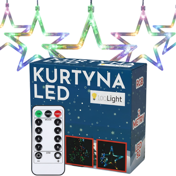 Kurtyna LED Gwiazdy Multikolor z Pilotem GL2005