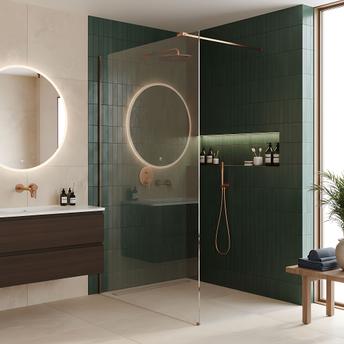 Shower screen Rea Flexi Transparent / Brush Copper 140