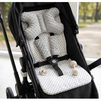 Materassino per carrozzina bifacciale 4in1 White/Grey Dots