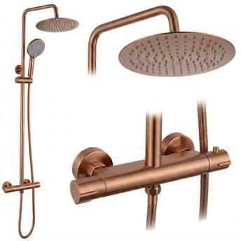 Set de douche sans bec avec thermostat Rea Lungo Copper Brush