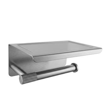 Toilet paper holder with shelf 6613 Modern Nickel Brush