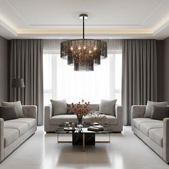 LAMPA SUFITOWA WISZĄCA APP1678-8CP SZARA