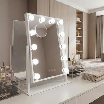 LUSTRO ŚCIENNE LED HOLLYWOOD White 30x40