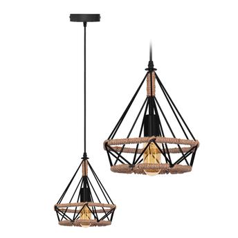 Lampa sufitowa geometryczna wisząca w stylu loft boho sznur APP679-1CP