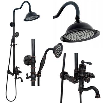 Shower set with shower spout Rea Vintage Black