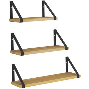 Półka ścienna drewniana 322182 kpl. 3 szt