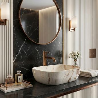 Lavabo sobre encimera Rea Belinda Marrone Shiny