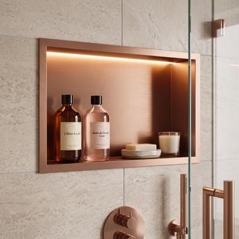 ВСТРАИВАЕМАЯ ВАННАЯ ПОЛКА LED 30x45 brush copper