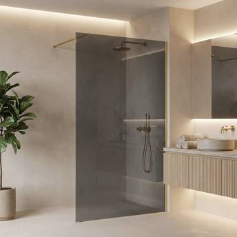 Tuš zaslon Rea Flexi Grey/ Brush Gold 120