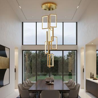 LAMPA SUFITOWA WISZĄCA LED LHJ090-7CP ZŁOTA