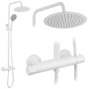 Set de douche sans bec avec thermostat Rea Lungo White