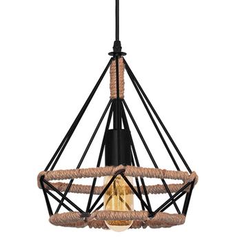 Lampa sufitowa geometryczna wisząca w stylu loft boho sznur APP679-1CP