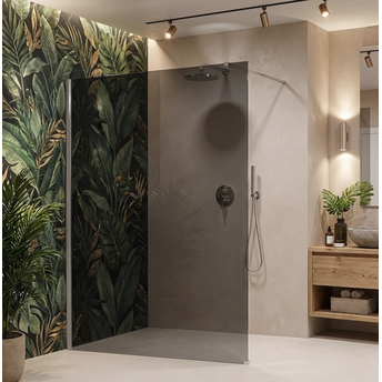 Shower screen Rea Flexi Grey / Chrome 130
