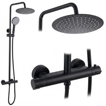 Set de douche sans bec avec thermostat Rea Lungo Black