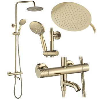 Thermostatic shower system Rea Lungo Diamond Gold