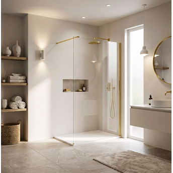 Shower screen Rea Flexi Transparent / Gold 90