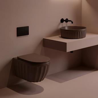 Set: Viseća WC školjka + Umivaonik za ploču Rea Duo Espresso Matt