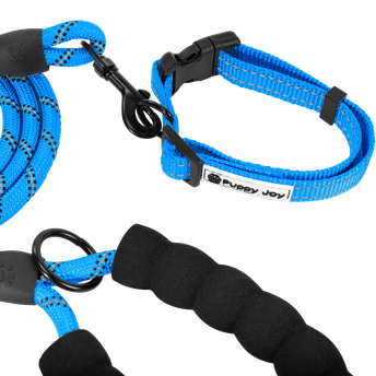 Smycz i obroża dla psa odblaskowa PJ-037 niebieska
