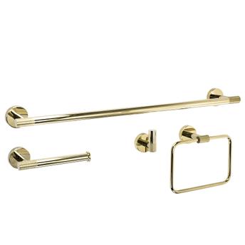 Bathroom Accessories Set GRID Gold 4 Pieces