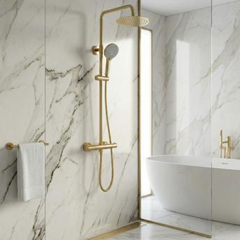 Set de douche sans bec avec thermostat Rea Lungo Gold