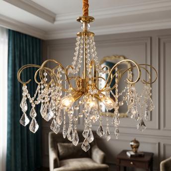 Lampa Wisząca z Kryształami SWE081-CP 60cm Złota