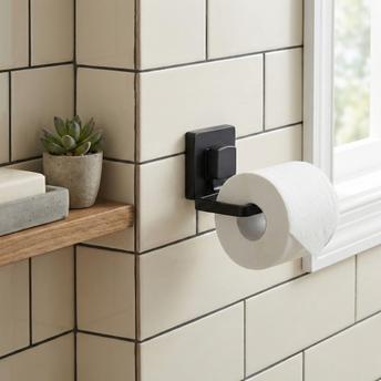 UCHWYT NA PAPIER TOALETOWY BEZ WIERCENIA CZARNY 381698