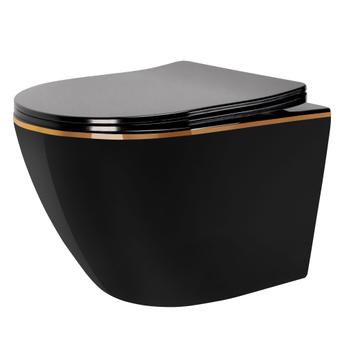 Taza de inodoro WC Rea Carlo Mini Tornado Black Gold Egde