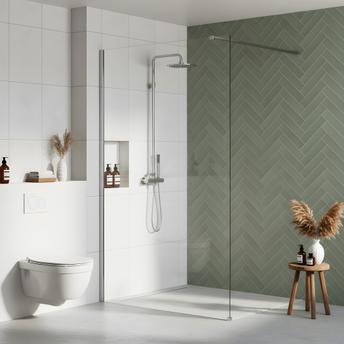 Pared de la ducha Rea Flexi Transparent / Chrome 140