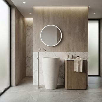 Rea Lungo Brush Nickel põrandale paigaldatav valamusegisti