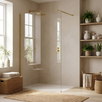 Tuš zaslon Rea Flexi Transparent / Brush Gold 70