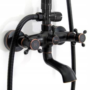 Rea Retro Antique Μαύρο σετ ντουζιέρας με στόμιο