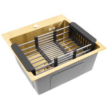 Čelična sudopera sa setom dodataka 3 kom. REA Leo 40 Brush Gold