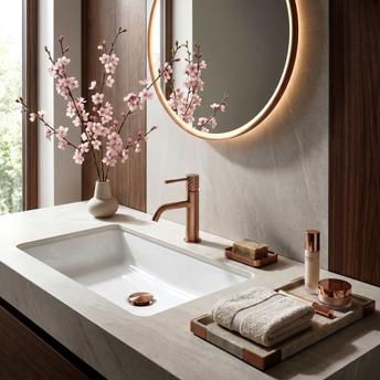 Βρύση νιπτήρα Rea Lungo Diamond Brush Copper Χαμηλή