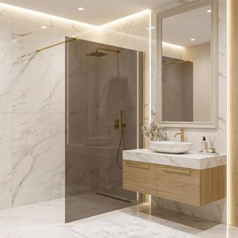 Tuš zaslon Rea Flexi Brown / Brush Gold 140