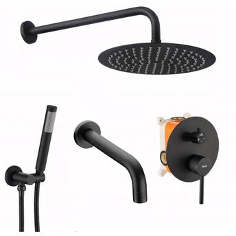 Colonne de douche-baignoire encastrée Rea Lungo Black + BOX