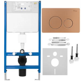 Komplet za predstensko namestitev WC K011A-Q z gumbom I Brush Copper