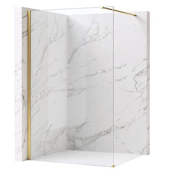 Tuš zaslon Rea Flexi Transparent / Brush Gold 90