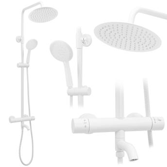 Thermostatic shower set Lungo White Matt Matt