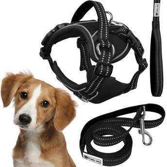 Smycz i szelki dla psa PJ-055 czarna M