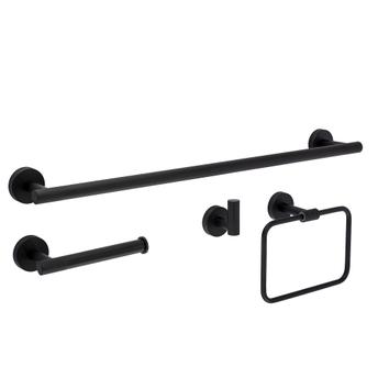Bathroom Accessories Set GRID Black 4 Pieces