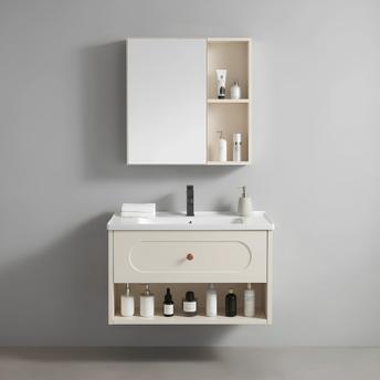 Ensemble de meubles de salle de bain avec lavabo River 60cm Creme