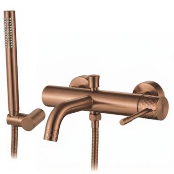 Grifo de bañera Rea Lungo Diamond Brush Copper