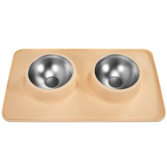 Metalowe Miski Dla Psa lub Kota z Antypoślizgową Matą Beż PJ-089