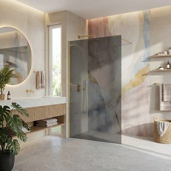 Paravan de dus Rea Flexi Grey / Brush Gold 130