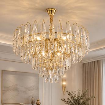 Lampa Wisząca z Kryształami SWE080-CP 50cm Złota