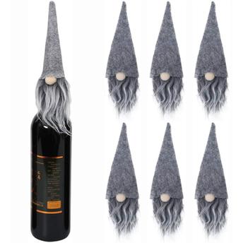 Pokrowce świąteczne na butelkę Mikołaj 6 szt KF323-6