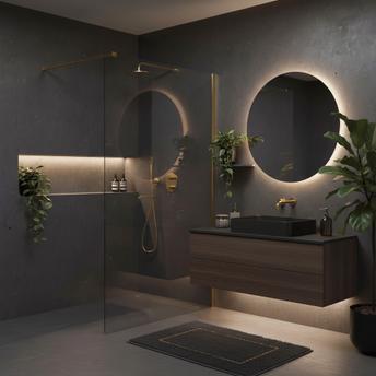 Tuš zaslon Rea Flexi Transparent / Brush Gold 140