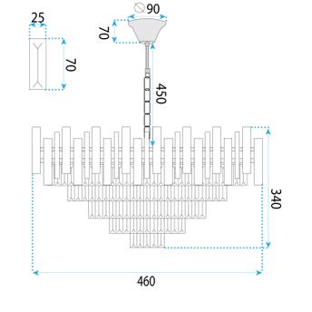Lampa Wisząca z Kryształami G050-CP 50CM GOLD